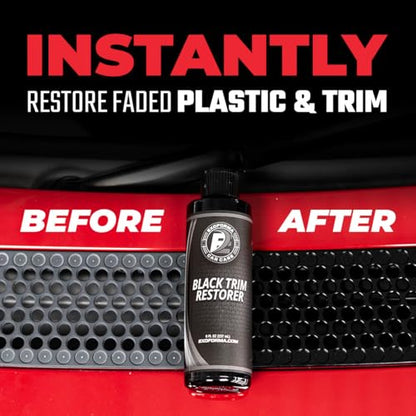 ExoForma Black Trim Restorer - Lasts 6+ Months, Dye Infused Waterproof Plastic Restorer for Cars - Perfect for Faded Bumpers, Trim & Vinyl on Jeeps, Truck Beds, Avalanches & ATVs | 4oz Kit - size: 4 Fl Oz (Pack of 1)