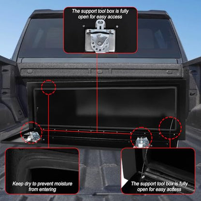 Heavy Duty Steel Plated Underbody Truck Tool Box with T-Handle Lock, Waterproof Tongue Box for Storage with Smooth Surface for Truck, Pickup, RV, Trailer - Black, 48" x 14" x 16" Inch - size: 48" x 14" x 16"