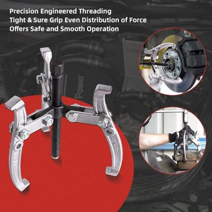 Angchun Gear Puller Set, 3" 4" 6" 8" Bearing Puller Kit Bearing Separator 2 Jaw & 3 Jaw Puller Set with Reversible Jaws Heavy Duty Gear Hub Pulley Puller Tool for Pulley Gear Bearing Flywheel Removal