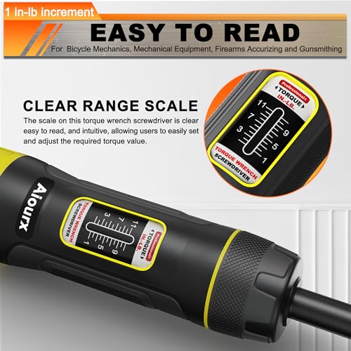 Long Shank Torque Screwdriver Set, 1-11 Inch Pounds lbs, 32 Piece 1/4" Drive Torque Screwdriver Wrench with S2 Steel Bits for Bicycle Mechanics, Mechanical Equipment, and Mounting - size: 1-11inch L