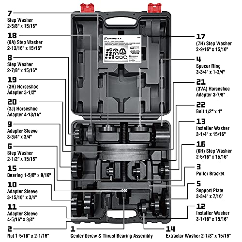 Powerbuilt 22 Pc. Master Hub and Wheel Bearing Removal and Installation Kit Self Centering Design Fits Most Front, Rear and All Wheel Drive Vehicles, Provides Easy Bearing Swaps With No Press Required - style: 22 Piece