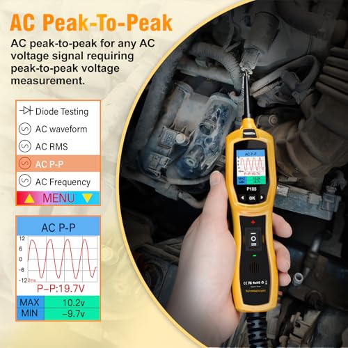 Flutree P185 9-30V Power Circuit Probe Tester | 40FT Cable, Injector Test & Clean, Battery, Relay & Fuse Tester, Breaker Finder, Wire Tracer, 12/24V Cars Trucks Trailers