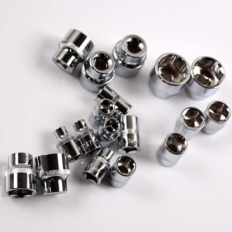 46 Pieces 1/4 in. Drive Ratchet Socket Wrench Set with Quick-Release Ratchet,Includes Metric Bit Sockets and Extension Bar for Car Repair and Home Maintenance - size: Full Size