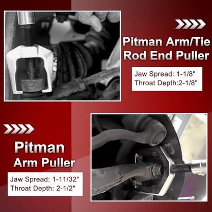 5pcs Ball Joint Separator Pitman Arm Puller, Tie Rod End Tool for Ball Joint Press Kit, Front End Service Kit, Splitter Removal Kit - color: silver