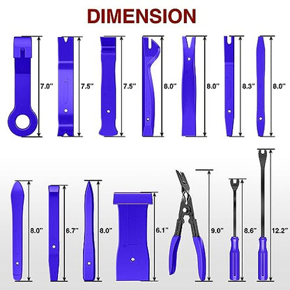 Nilight 40Pcs Trim Removal Tool,Auto Terminal Removal Tool,Auto Clip Pliers Stereo Removal Tools,Car Upholstery Repair Kit,Precision Hook and Pick Set,Wiring Threader,Car Film Scrape (Blue) - color: Blue, size: 40Pcs