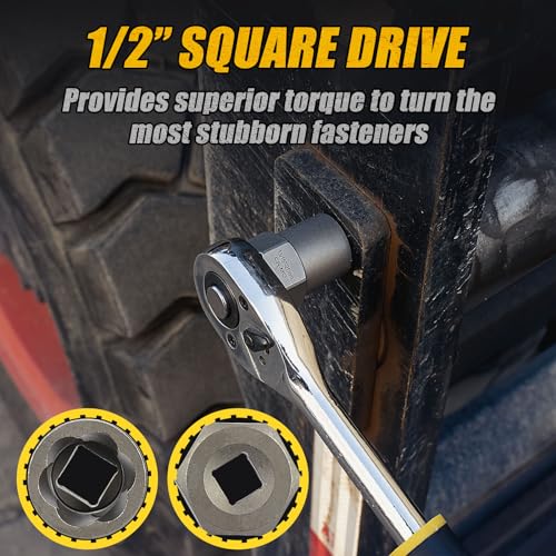 Topec Bolt Extractor Kit Heavy Duty, 9-Piece 1/2'' Drive | Deep Broken Bolt Extractor Socket Set, Easy Out Set and Lug Nut Remover, for Stripped, Rounded, Damaged Bolts & Nuts Screws - color: 9-piece