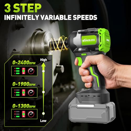850Nm (630Ft-lbs) Cordless Impact Wrench for Makita 18V Battery, Brushless 1/2 Impact Gun, Electric Impact Wrench for Car Tire, Mower Lug Nut, 3-Speed, 4 Cr-V Sockets(BATTERY NOT INCLUDE) - style: 850N.m with NO Battery