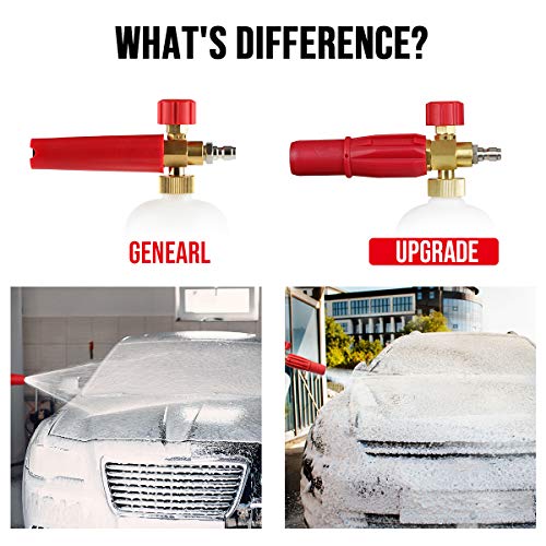 YAMATIC Heavy Duty Foam Cannon Professional Car Wash Pressure Washer Jet Wash 1/4" Quick Connect Adjustable Snow Foam Lance with 5 Nozzle Tips