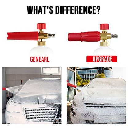 YAMATIC Heavy Duty Foam Cannon Professional Car Wash Pressure Washer Jet Wash 1/4" Quick Connect Adjustable Snow Foam Lance with 5 Nozzle Tips