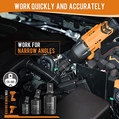 11PCS Impact Socket Adapter and Reducer Set, 1/4" 1/2" 3/8" 3/4" Impact Adapter Set & Universal Joint Impact Swivel Socket Set, Wobble Drive Socket Set with Storage Case - style: 11 Pcs