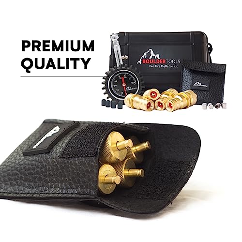 BOULDER TOOLS Automatic Tire Deflator Kit - Adjustable 0-80 PSI Air Down Tire Deflators with Gauge for Jeeps, Trucks, 4x4 & Off Road Vehicles