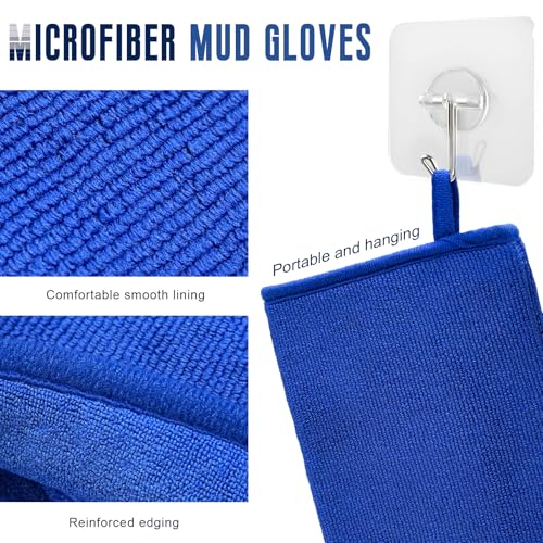 2 PCS Car Clay Mitt, Anti-Scratch Microfiber Auto Detailing and Polishing Clay Towel, Reusable Cleaning Clays Bar Glove for Cars SUVs Motorcycles, Car Accessories (Blue) - color: Blue