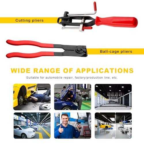 2 PCS CV Joint Boot Clamp Pliers, Heavy Duty CV Joint Ear Clamp Banding Tool Kit for Vacuum Hoses Clamping, Automotive Hose Axle Boot Crimp Pliers Set for Most Cars ATV UTV