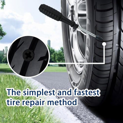 60 Pack Rubber Tire Repair Nails, Tubeless Vacuum Tire Puncture Repair Screws Emergency Self-Fix Tool Compatible with Car Motorcycle Jeep