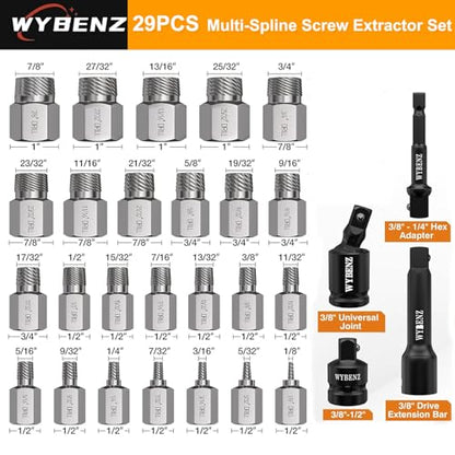 29Pcs Screw Extractor Set, 3/8" Drive Easy Out Bolt Extractor Set - color: 29pcs-01