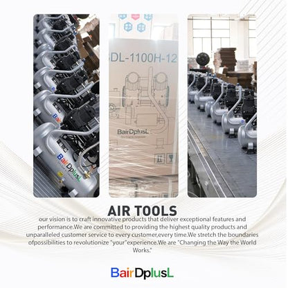 BairDplusL 3.2 Gallon Ultra Quiet Air Compressor 110V/60Hz 1.5HP 8.8CFM, MAX 115PSI Steel Tanks Oil-Free 70dB Noise Level Light & Quiet Portable Air Compressor for Auto Repair Spray Painting - size: 12L