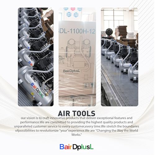 BairDplusL 8 Gallon Ultra Quiet Air Compressor 110V/60Hz 1.5HP 8.8CFM MAX 115PSI Steel Tanks Oil-Free 70dB Noise Level Light & Quiet Portable Air Compressor with Wheels, Auto Repair - size: 30L