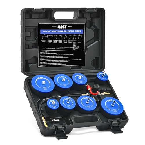 Orion Motor Tech Turbo System Leakage Tester Kit, 10pc Turbo Boost Leak Tester Set with 4 Pairs of Stepped Adapters 1-3/8" to 3-1/2", Turbo Pressure Leakage Tester for Cooling Emissions Exhaust Pipes - color: black
