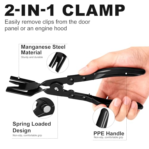 3 PCS Clip Removal Tool,Clip Pliers Fastener Remover,Car Trim Rivet Removal Pry Tool for Automotive Door Panel,Upholstery,Dashboard Black - color: black