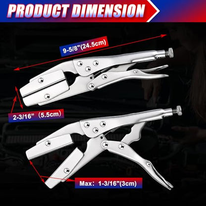 NYXOVA Radiator Hose Clamp Set, 2 Pack 10" Self-Locking Pinch Off Pliers | Pipe Sealing Lock Tool for Automobile Radiator Pipes, Fuel Hoses, Water & Vacuum Lines, Hose Clamp