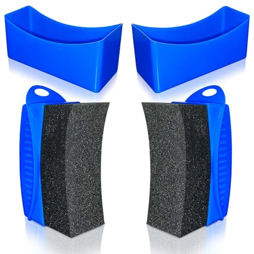 2 Pack Tire Shine Applicator Pads, Curved Tire Sponge Applicator, Reusable Tire Gel Applicator Forms with Lid, Tire Dressing Applicator for Car Detailing Cleaning - color: Navy
