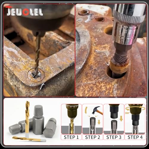 40PCS Bolt & Screw Extractor Set, Left Hand Cobalt Drill Bit Kit | Broken Stripped Screw Removal Tool, Multi-Spline Stripped, Damaged, Frozen, Studs, Rusted, Rounded-Off Bolts, Nuts Screws