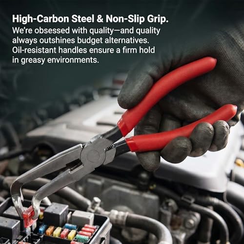 Automotive Electrical Disconnect Pliers Set, Electrical Connector Separator Removal Tool Kit, Wire Terminal Pin Release Tool & Hose Clamp Pliers for Cars Trucks SUVs with Storage Box (Set of 5)