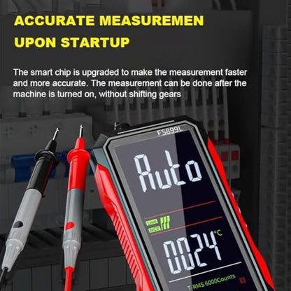 Digital Multimeter FS899L Upgraded - USB Rechargeable(FS899L+Bag) | 6000 Counts True RMS Tester with Color Screen, Auto-Ranging for Home/Industrial/Car Electrical