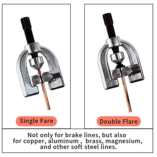 MuHize 25 ft 3/16 Inch Copper Coated Brake Line Kit | Include Fittings, Unions, Bender, Flare Tool and Cutter - size: Gold Brake Line Tool Kit with Tube Cutter(No Box)