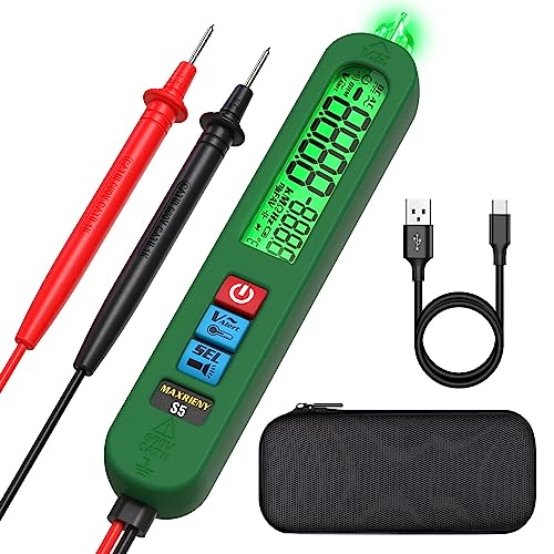 Smart Digital Multimeter Tester Rechargeable Pen-Type Voltmeter Diode Resistance Continuity Frequency V-Alert Live Check Voltage Tester with Flashlight
