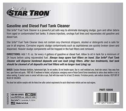STAR BRITE Star Tron Fuel Tank Cleaner - Remove Sludge, Varnish & Other Deposits - Rejuvenate Old, Stale Fuel - Concentrated Formula Works In Gas Tanks & Diesel Tanks - 1 GAL (093600) - style: 128 Ounce