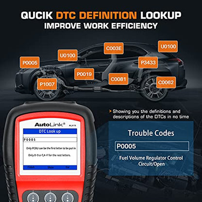 Autel AutoLink AL619 OBD2 Scanner, ABS SRS Warning Light Scan Tool, Turn Off Check Engine Light Car Diagnostic Tool, 10 OBDII Test Modes, Live Data, Freeze Frame, 2026 Up of ML619 AL519 ML519