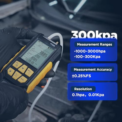 AUTOOL Manometer Gas Pressure Tester -100 to 300Kpa Digital Manometer HVAC 11 Units, Data Lock & Storage with Magnetic Back, Backlit Display