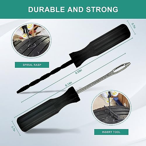 TT-M26 Tubeless Tire Repair Kits, 26pcs Compact Tire Puncture Repair Kit, Tire Repair Tools and Tire Repair Plugs for Cars Motorcycles… - size: 26 PCS