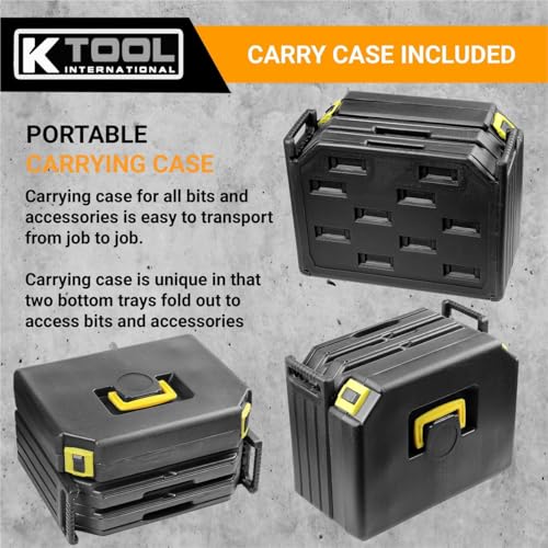 K Tool International 10330 Drill Bit and Accessory Set, 326 Piece Bit Kit, Folding Storage Case, Portable Carry System, for Shop, Garage, and Jobsite Use, Metal, Wood, and Plastic