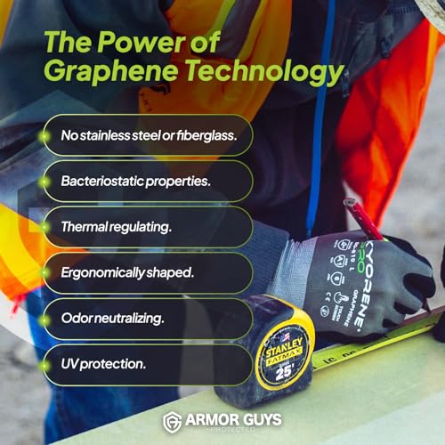 Armor Guys 00-810 Kyorene Pro Graphene Gloves, ANSI A1, Medium, 3 Pairs | 18-gauge Kyorene Pro graphene gloves with touchscreen black nitrile palms for gardening, warehousing and maintenance. - size: Medium (Pack of 3)