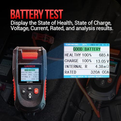 Car Battery Tester 12V 24V Load Tester, Launch BST-860S Digital Automotive Battery Alternator Tester with Printer, Charging Cranking System Analyzer for Cars Trucks Motorcycles SUVs ATVs RVs Boats
