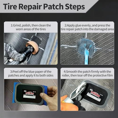120 Pcs Tire Patches, Tire Repair Patch Kit Heavy Duty 5 Sizes Rubber Radial with 32, 42, 58, 65x80, 85x120 mm Emergency Repair Tool for Puncture Car Bus Truck Tractor Vehicle Motorcycle