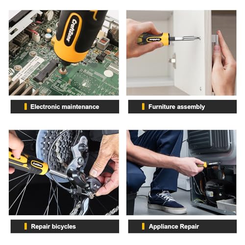Electric Screwdriver Set with LED Light, USB Rechargeable Cordless Screwdriver, Level 5 Torque Screwdriver with 28 pcs Screwdriver Bit Set & Carrying Case for Home, Electronic, Automotive