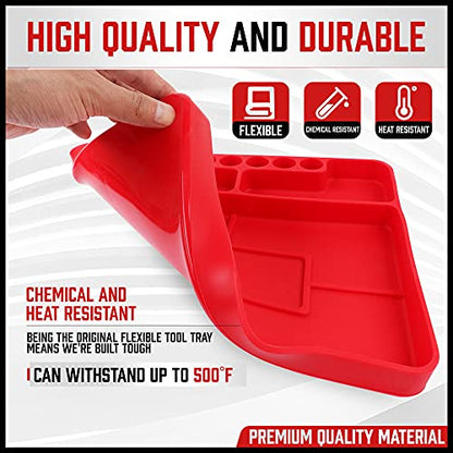 SEDY Premium Silicone Tool Tray, Automotive Non-Slip Flexible Silicone Tool Trays, Tool Organizer | 2 Piece Multi Purpose Mats with Magnetic Small parts Tray