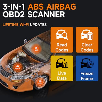 FOXWELL NT630 Plus ABS/SRS OBD2 Scanner, ABS Auto Bleed, Oil EPB SAS Resets | Brake & airbag scanner with read/clear codes, ABS bidirectional tests, live data, 10 OBD2 modes, AutoVIN and WiFi updates