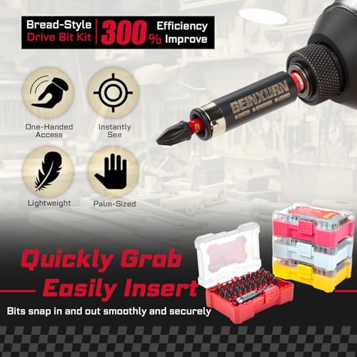 Geinxurn 128Pieces Impact Screwdriver Bits Set, S2 Steel Magnetic Phillips/Slotted/Square/Security Torx/HEX Muliti Insert Bits Tips Set with Impact Bit Holder and 1/4”Socket Adapter(Storage Box Case) - style: FQ128025-AB