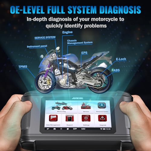 ANCEL MT500 Plus Motorcycle Scanner, Full-System OBD2 Diagnostic Tool with Quick Service Resets & Advanced Programming, Fits for BMW, Honda, Yamaha, Ducati, KTM, Kawasaki, Suzuki, Triumph