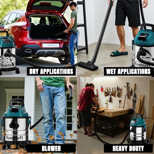 4 Gallon Cordless Shop Vac Compatible with 18V Battery, Cordless Shop Vacuum Wet and Dry with 16 Kpa Strong Suction & Blower, Battery Powered Shop Vac for Car, Home and Garage (Tool Only)
