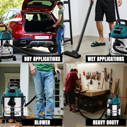 4 Gallon Cordless Shop Vac Compatible with 18V Battery, Cordless Shop Vacuum Wet and Dry with 16 Kpa Strong Suction & Blower, Battery Powered Shop Vac for Car, Home and Garage (Tool Only)