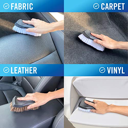 Upholstery Brush Set, Carpet and Car Cleaning Brushes, Horsehair Detailing Brush for Upholstery Cleaner, Leather, Interior, Boat, Couch, and Sofa Cleaning