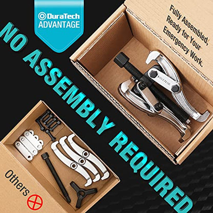 DURATECH 4-Inch 3-Jaw Gear Puller, Removal Tool for Gears, Pulleys, Bearings and Flywheels, Fully Assembled, CR-V Steel | Black Phosphated, Anit-Slip, Corrosion Resistance, for Narrow Spaces, Bearing Puller, for Gears, Pulleys, Bearings, Flywheels - size: