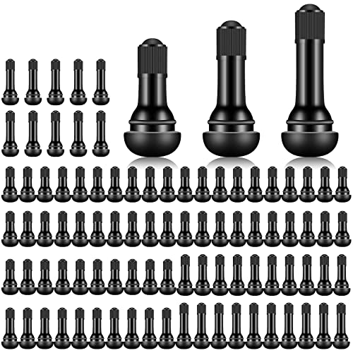 100 Pieces TR412 TR413 TR414 Tire Valve Stems Rubber Black Rubber Snap-in Valves,Tubeless Valve Stems Suit for 0.453 inch Rim Holes on Standard Vehicle Tires - size: 100pcs（TR412-50pcs、TR413-25pcs、TR414-25pcs）