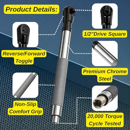 Offset Extension Wrench Impact, Right Angle Ratchet Extender for Tight Spaces, Socket Adapter Set, Compatible with Drill, Air Impact, Ratchet and Manual Wrench, Automotive Repair