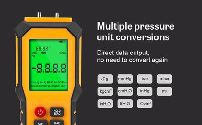 YZT Meter Manometer Air Pressure Meter, Digital Differential Pressure Gauge, HVAC Gas Pressure Meter Dual-Port Manometer Gas Pressure Tester (9v Battery Included)… - style: 1/8 Inches Diameter Port